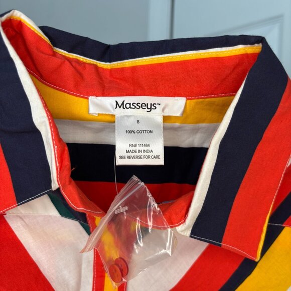 MASSEYS NEW Colorblock Shirt Dress Women S Colorful 70s 80s Hi Lo Long Sleeve - Picture 7 of 7